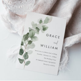 Invitación La acuarela verde salva a la Boda moderna