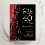 Invitación La Agencia de Oro Negro Rojo Sorpresa 40 cumpleaño<br><div class="desc">El rojo, el negro y el oro agate sorprenden la 40ª invitación a la fiesta de cumpleaños. Elegante diseño moderno con fondo geodésico de mármol agate acuarela, oro falso purpurina y tipografía de escritura. La carta de invitación de moda es perfecta para una elegante celebración del cumpleaños de las mujeres....</div>