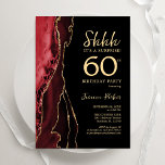 Invitación La Agencia de Oro Negro Rojo Sorpresa 60 cumpleaño<br><div class="desc">Invitación a la fiesta de cumpleaños número 60 de la agata roja, negra y dorada. Elegante diseño moderno con fondo geodésico de mármol agate acuarela, oro falso purpurina y tipografía de escritura. La carta de invitación de moda es perfecta para una elegante celebración del cumpleaños de las mujeres. Invitaciones Zazzle...</div>