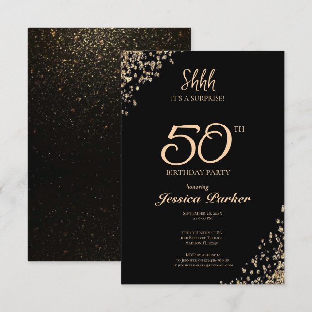 Invitación La Agencia de Oro Negro sorprende a los 50 años (Anverso / Reverso)