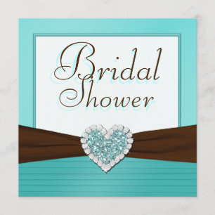 Invitación La aguamarina azul, ducha nupcial del corazón