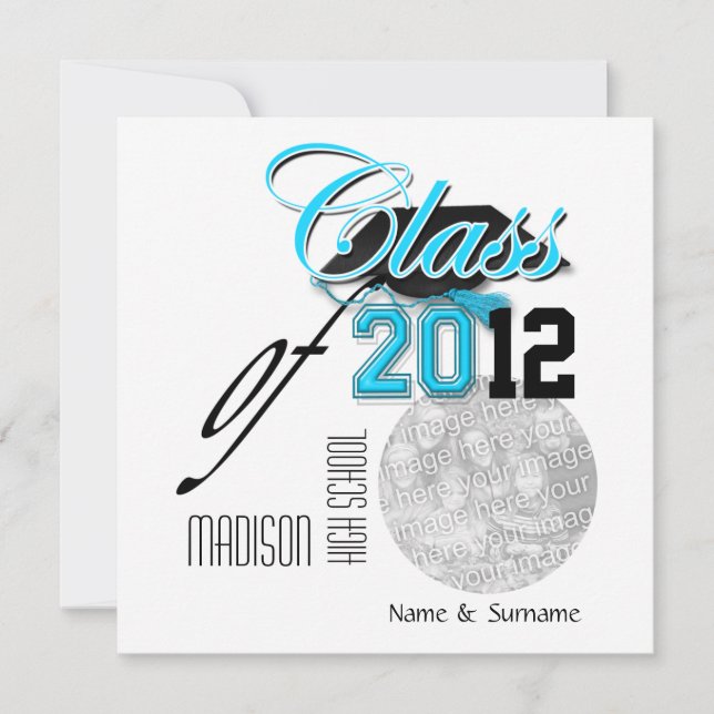 Invitación La aguamarina ennegrece la graduación "clase" de (Anverso)