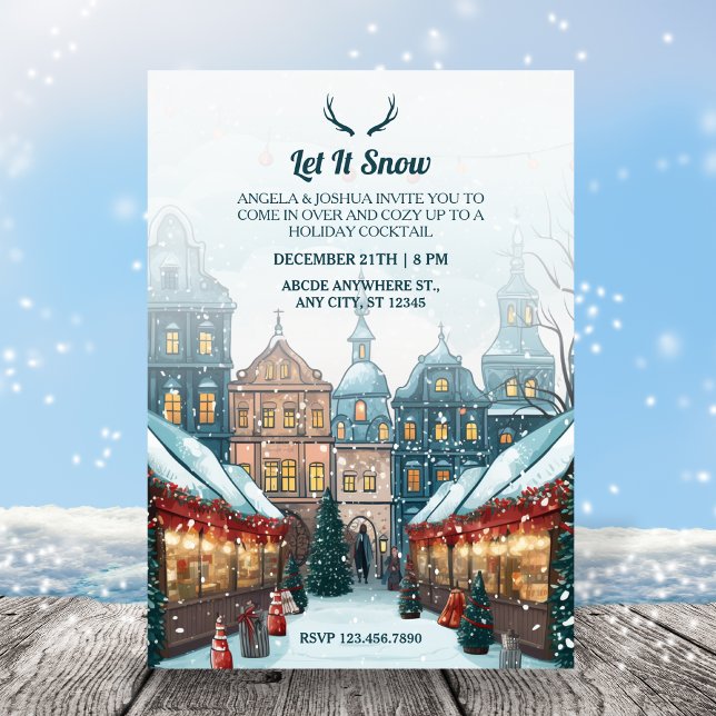 Invitación La aldea de los navidades de invierno dejó nevar (Subido por el creador)