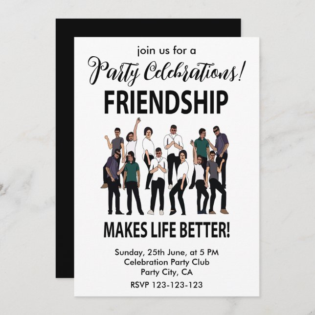 Invitación La amistad hace la vida mejor Fiesta de la Amistad (Anverso / Reverso)