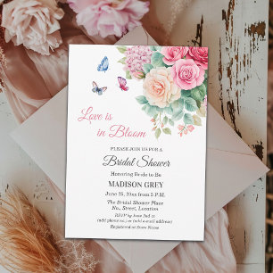 Invitación La amor está en flor Novias de Mariposas Ducha