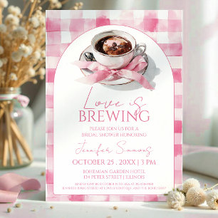 Invitación La Amor Está Haciendo Café Rosa Arco Despedida de 