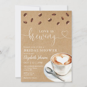 Invitación La Amor Está Haciendo Café Rustico Kraft Desayuno
