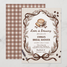 Invitación La Amor Está Preparando Café Gingham Despedida de 