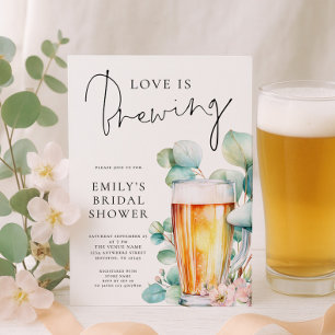 Invitación La amor está preparando cerveza para la ducha de l
