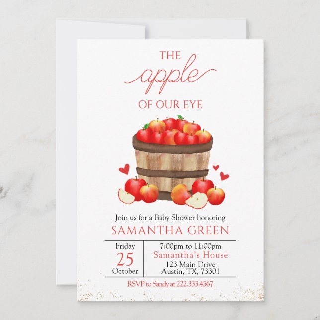 Invitación La Apple del Baby Shower Ojo (Anverso)