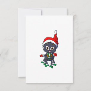 Invitación la araña lleva puesto un gorro de santa en navidad