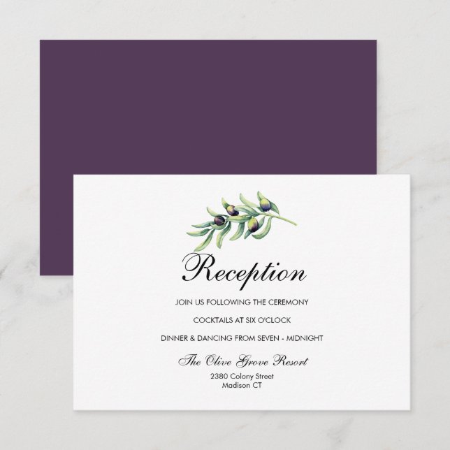 Invitación La arboleda de olivos | Recepción de boda rústica (Anverso / Reverso)