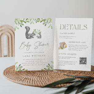 Invitación La ardilla de los bosques en un solo Baby Shower