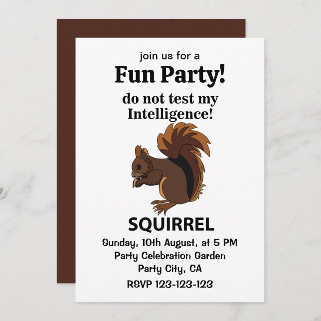 Invitación La ardilla no prueba mi ardilla de inteligencia (Anverso / Reverso)
