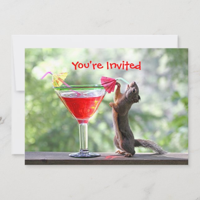 Invitación La ardilla toma un cóctel en Happy Hour (Anverso)