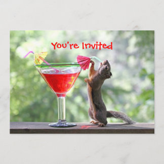 Invitación La ardilla toma un cóctel en Happy Hour