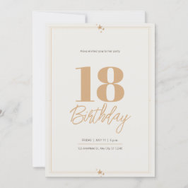 Invitación La arena beige pastel elegante cumpleaños 18
