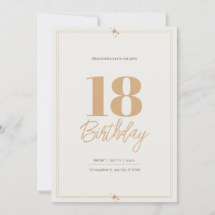 Invitación La arena beige pastel elegante cumpleaños 18