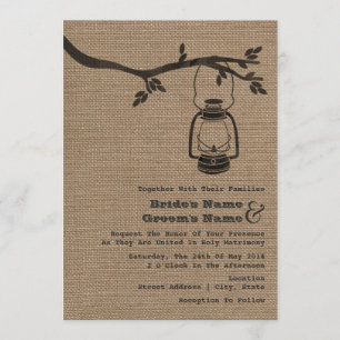 Invitación La arpillera inspiró la boda al aire libre/que