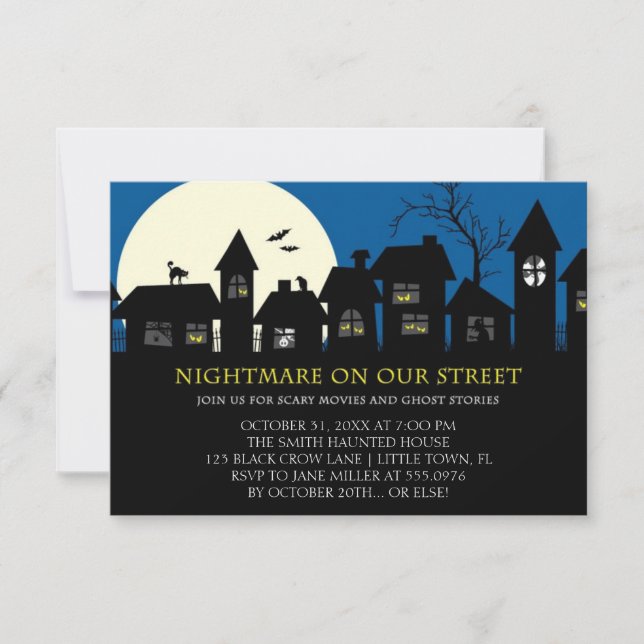 Invitación La aterradora fiesta de Halloween (Anverso)