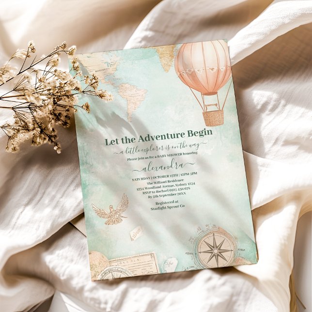 Invitación La aventura acuarela espera a Baby Shower de géner (Subido por el creador)