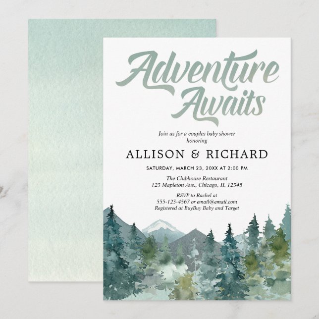 Invitación La aventura aguarda la montaña de la fiesta de (Anverso / Reverso)