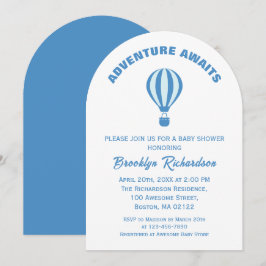 Invitación La aventura azul y blanca espera a su joven Baby S