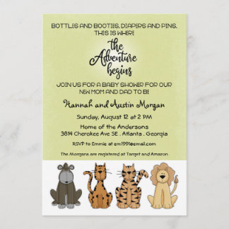 Invitación La aventura comienza Baby Shower de parejas