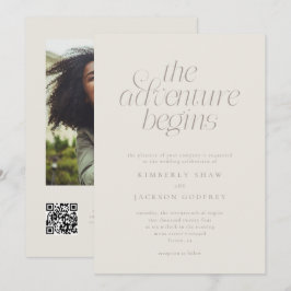 Invitación La aventura comienza Boda minimalista Greige