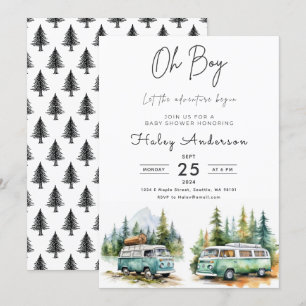 Invitación La aventura comienza con Camper Boy Baby Shower