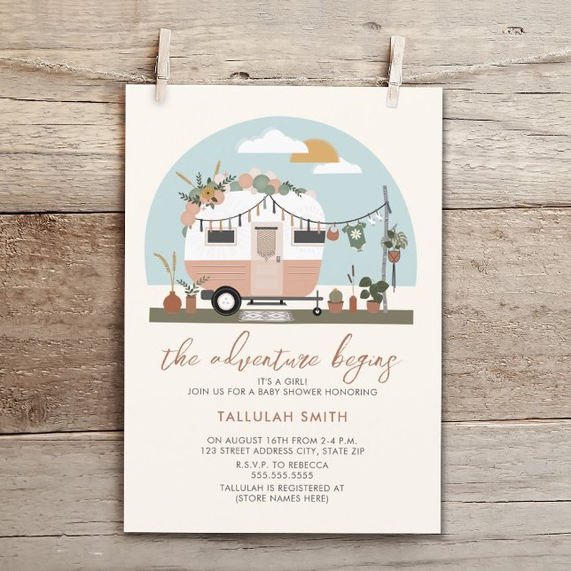 Invitación La aventura comienza con el Baby Shower del Camper (Subido por el creador)