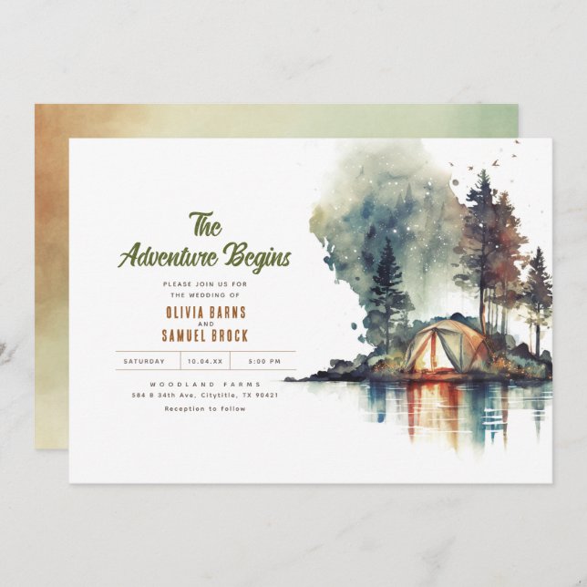 Invitación La aventura comienza con el Boda de los bosques na (Anverso / Reverso)
