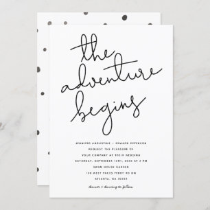 Invitación la aventura comienza con el boda moderno