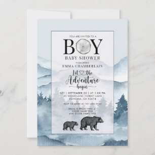 Invitación La aventura comienza con la acuarela del bosque de