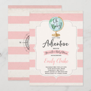 Invitación La aventura comienza con la ducha de mapas de invi