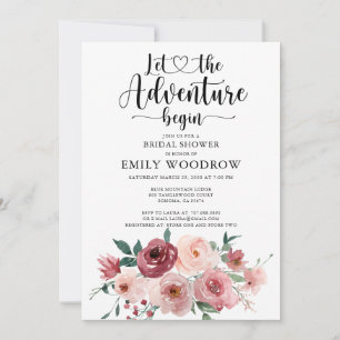 Invitación La aventura comienza con la ducha de novia floral