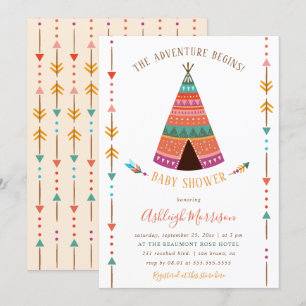 Invitación La aventura comienza con la tribal Baby Shower Tee