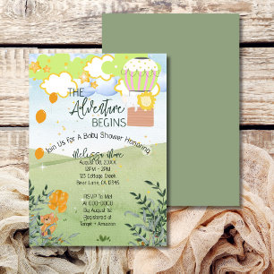 Invitación La aventura comienza con una ducha de bebé con glo