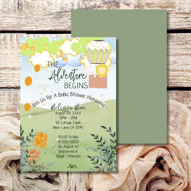 Invitación La aventura comienza con una ducha de bebé con glo (Subido por el creador)