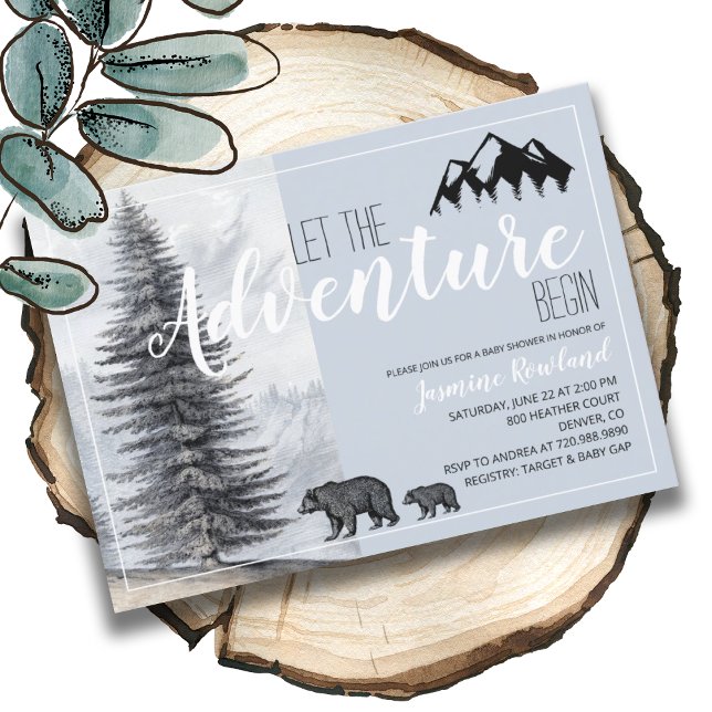 Invitación La aventura comienza de nuevo el oso de Woodland (Subido por el creador)