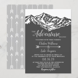 Invitación La aventura comienza el gris Boda de la montaña