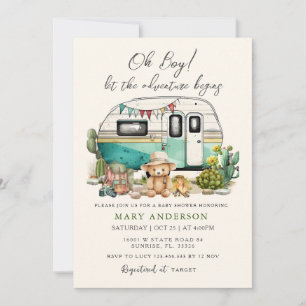 Invitación La aventura comienza en el Baby Shower de verano d
