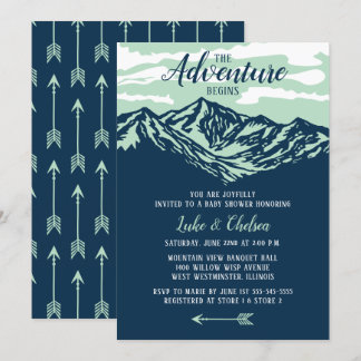 Invitación La aventura comienza en el Baby Shower rústico de