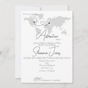 Invitación La aventura comienza fiesta de graduación universi
