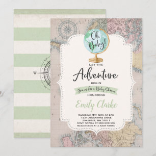 Invitación La aventura comienza la ducha del mapa de la