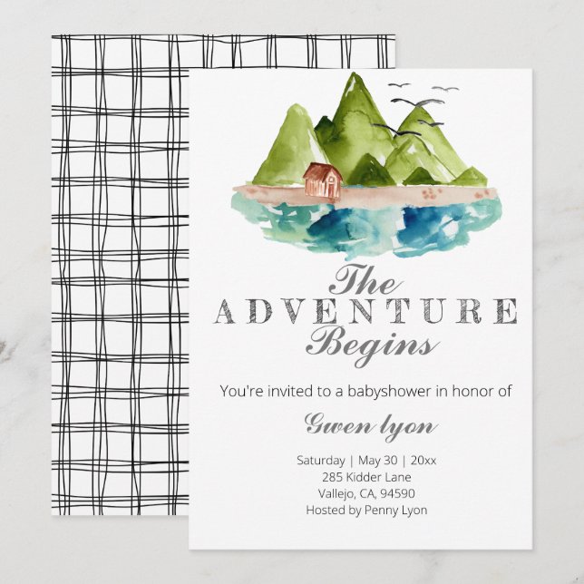 Invitación La aventura comienza la fiesta de bienvenida al (Anverso / Reverso)