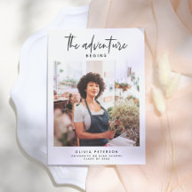 La aventura comienza la moderna graduación de foto