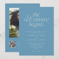La aventura comienza Minimal Denim Azul Boda 