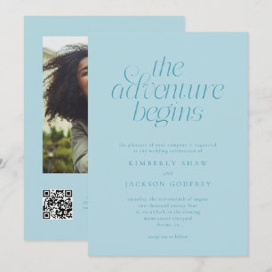 Invitación La aventura comienza Minimal Turquesa Boda