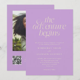 Invitación La aventura comienza Minimal Wisteria Boda 